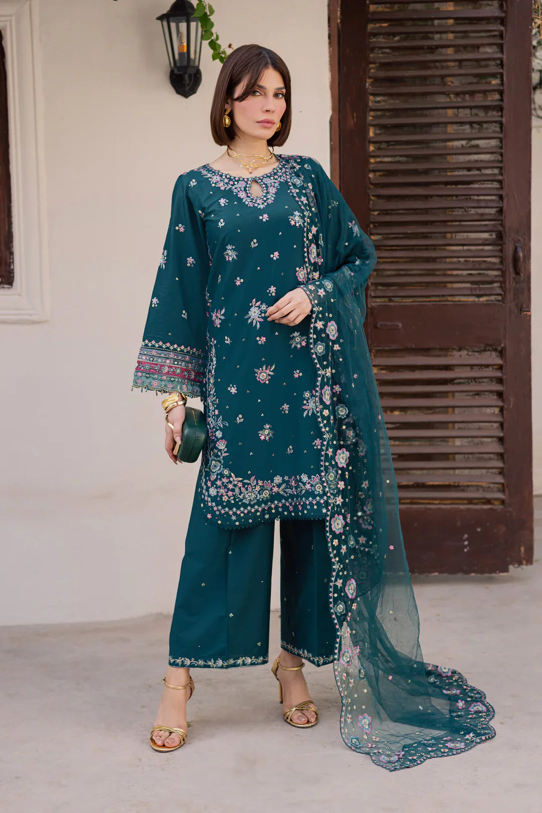 Ivy Bloom 3Pc Festive Embroidered Lawn