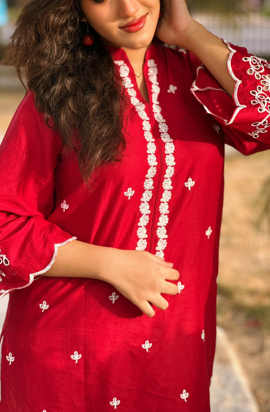 Berry 2 Piece- Embroidered Dress