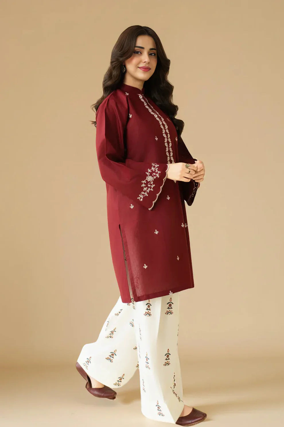 Berry 2 Piece- Embroidered Dress