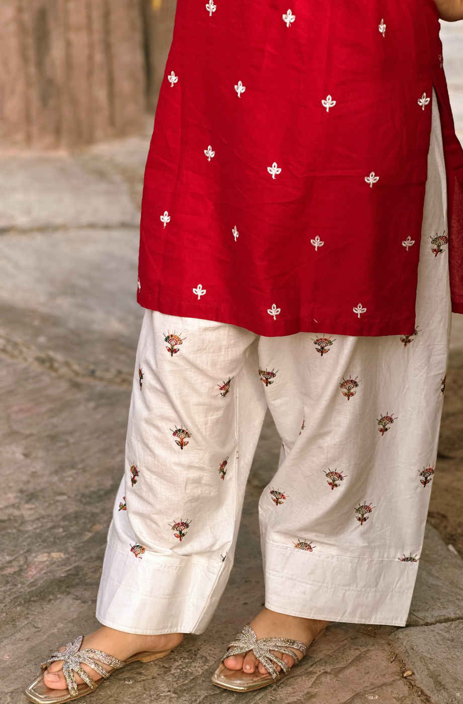 Berry 2 Piece- Embroidered Dress