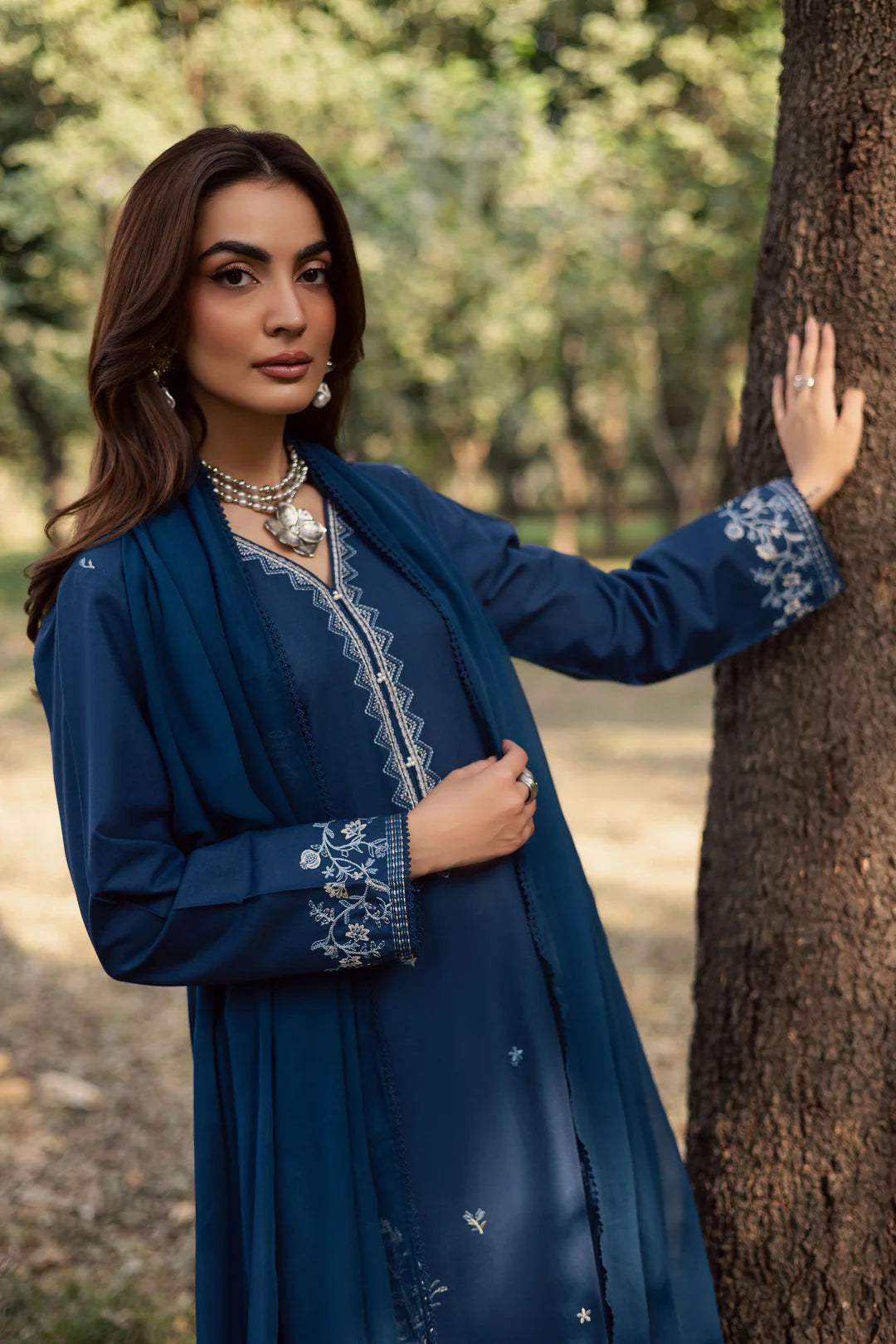 Blue Amal 3Pc - Embroidered Dress