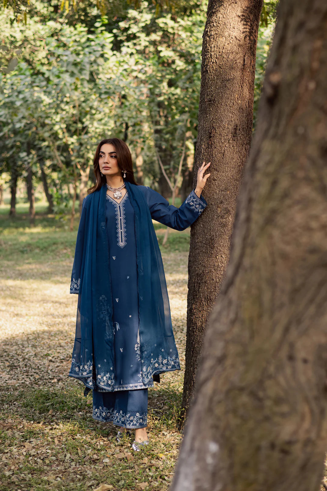 Blue Amal 3Pc - Embroidered Dress