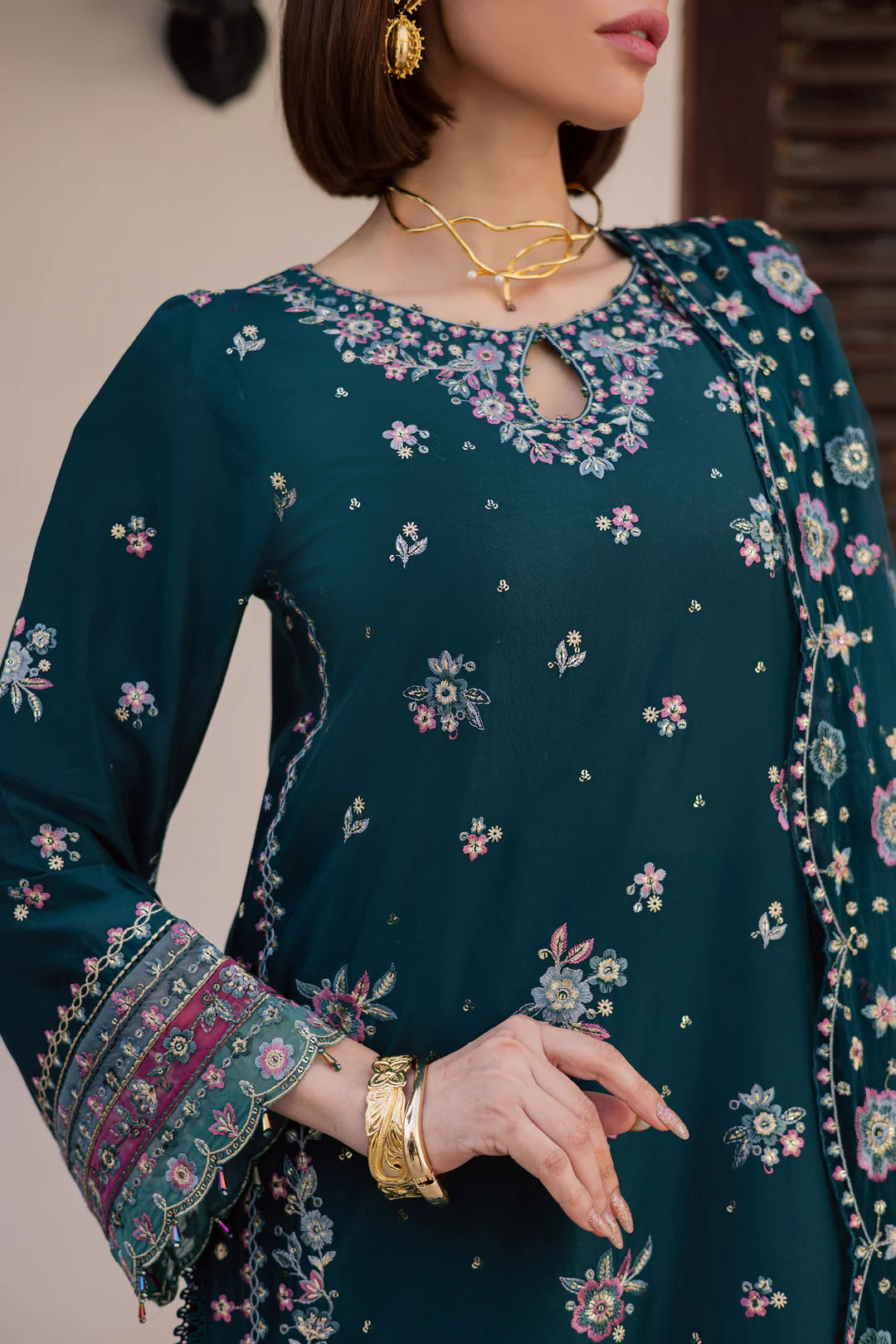 Ivy Bloom 3Pc - Festive Embroidered Lawn