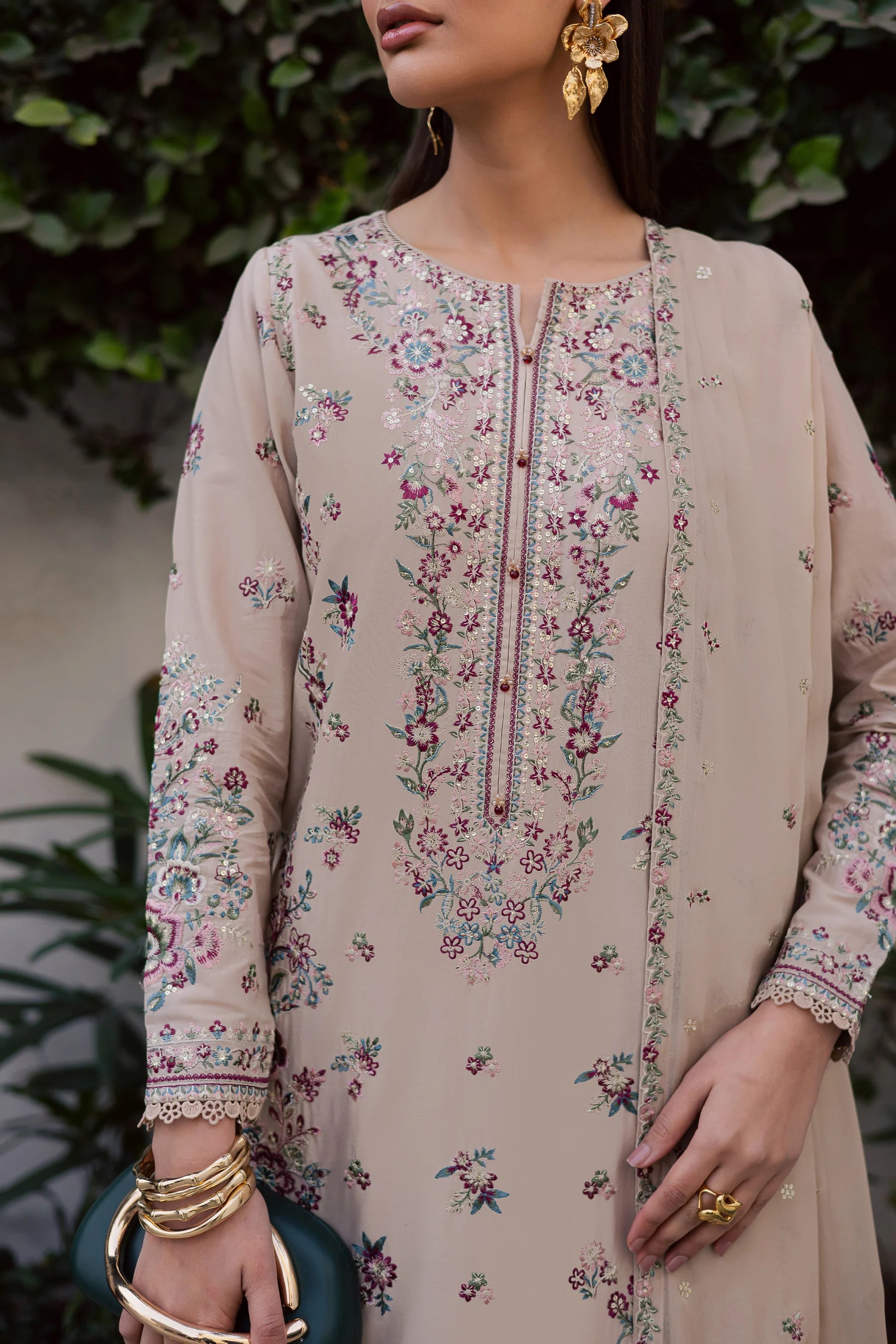 Nehar 3Pc - Festive Embroidered Lawn
