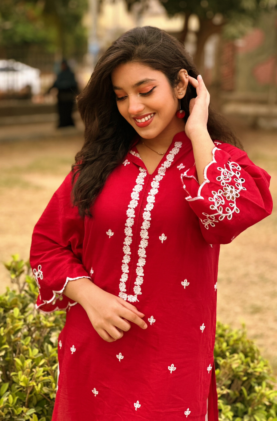 Berry 2 Piece- Embroidered Dress