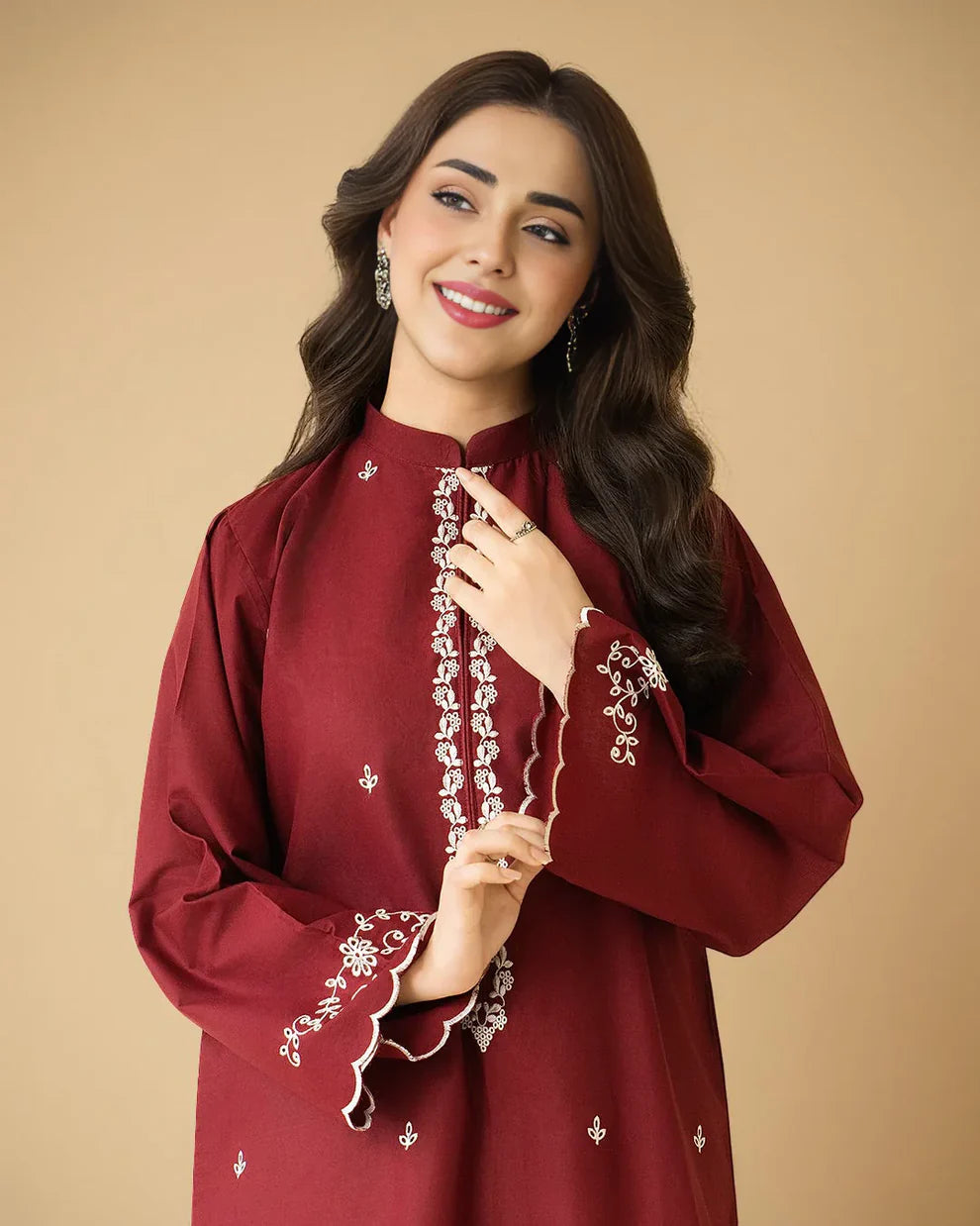 Berry 2 Piece- Embroidered Dress