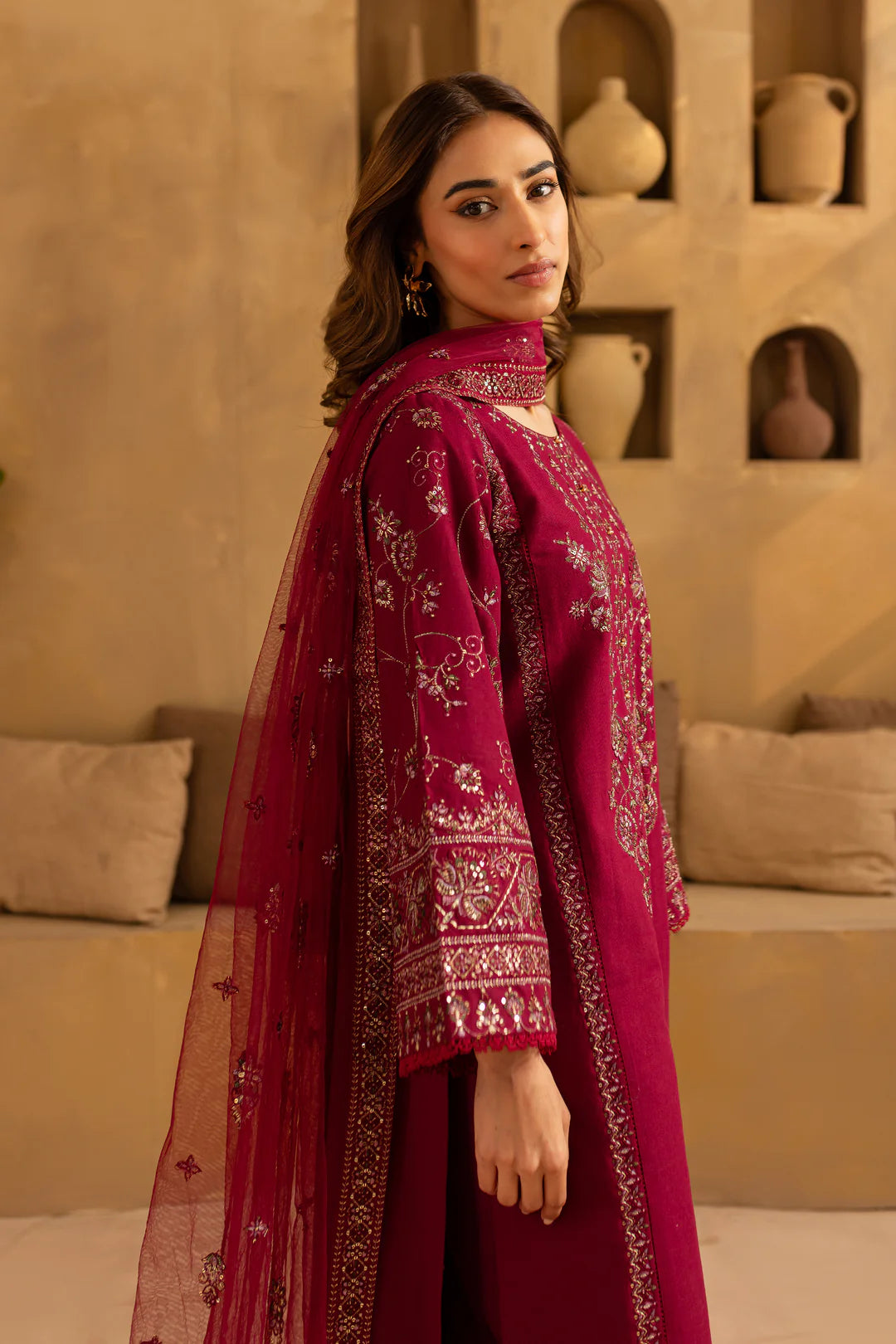 Balin 3Pc - Embroidered Khaddar Dress