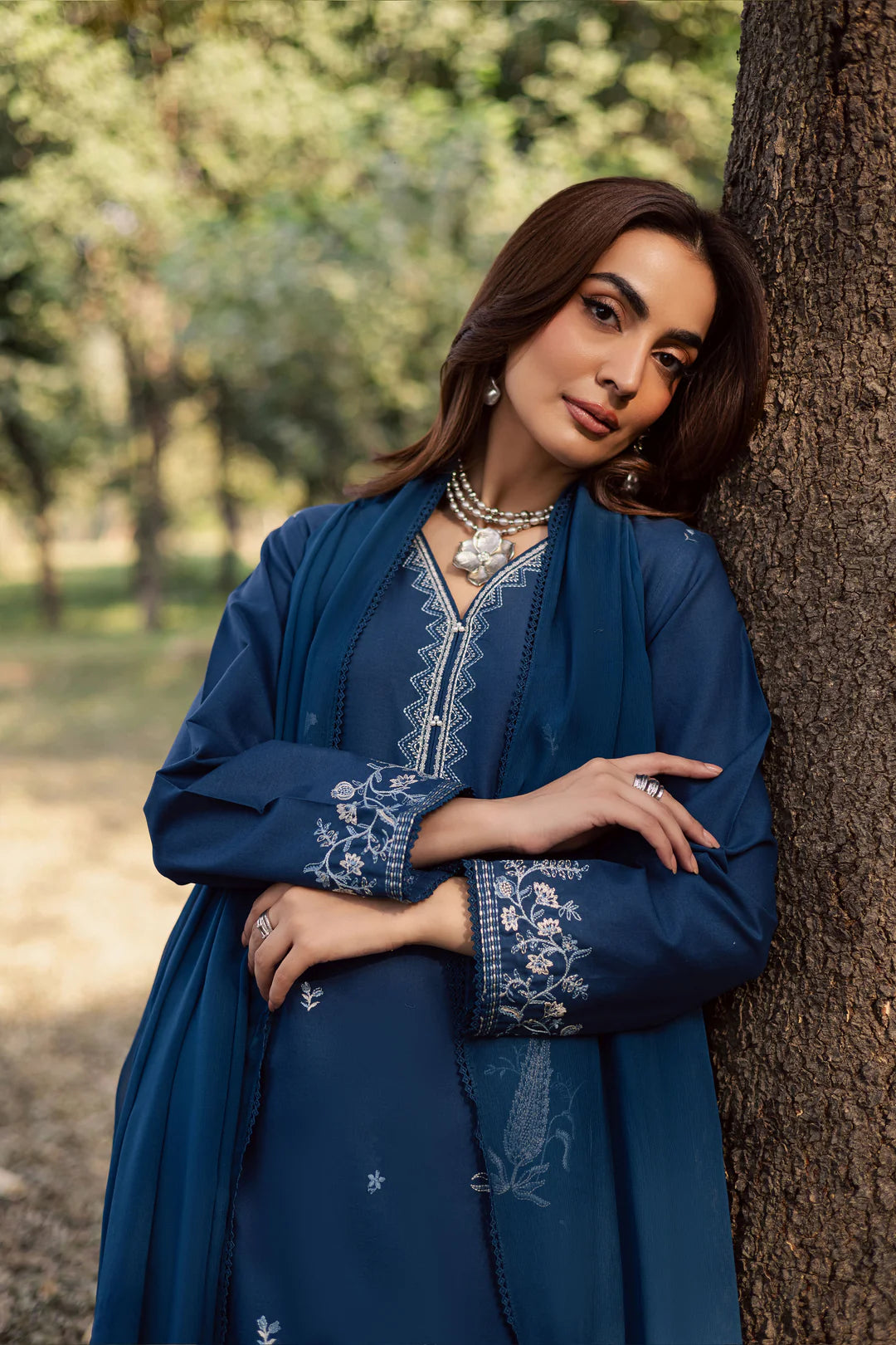 Blue Amal 3Pc - Embroidered Dress