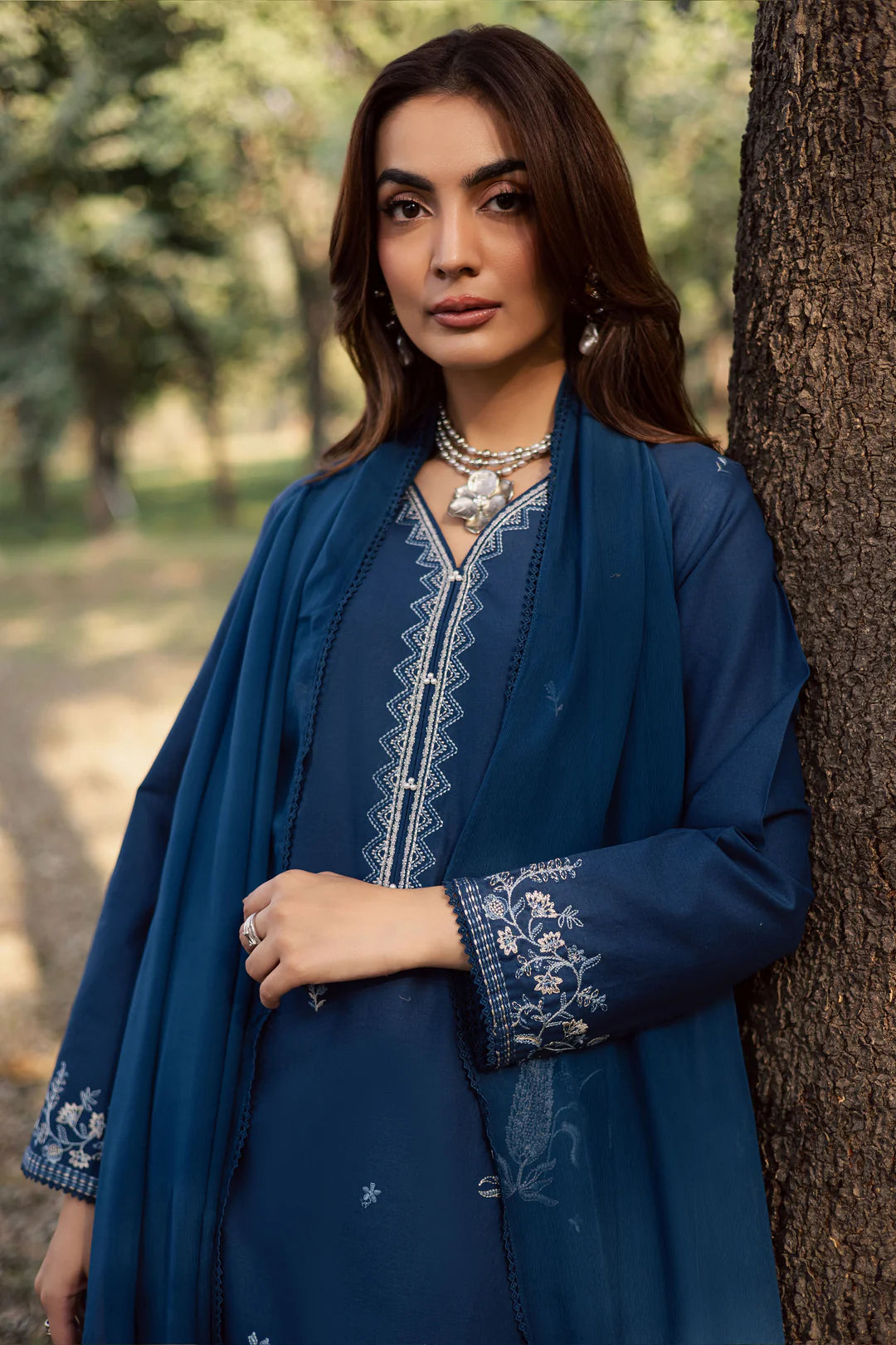 Blue Amal 3Pc - Embroidered Dress