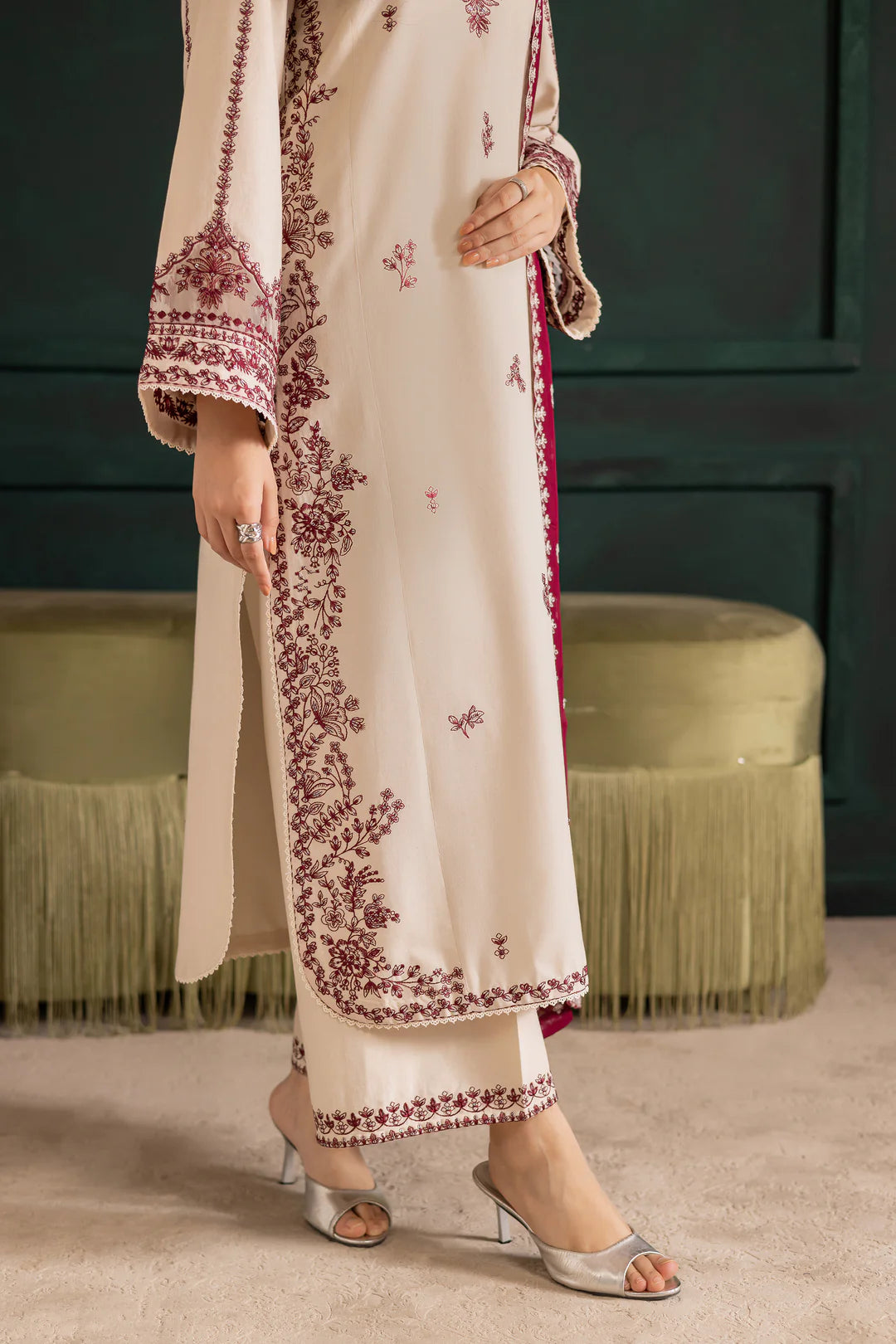 Ivory Rua 3Pc - Embroidered Dress