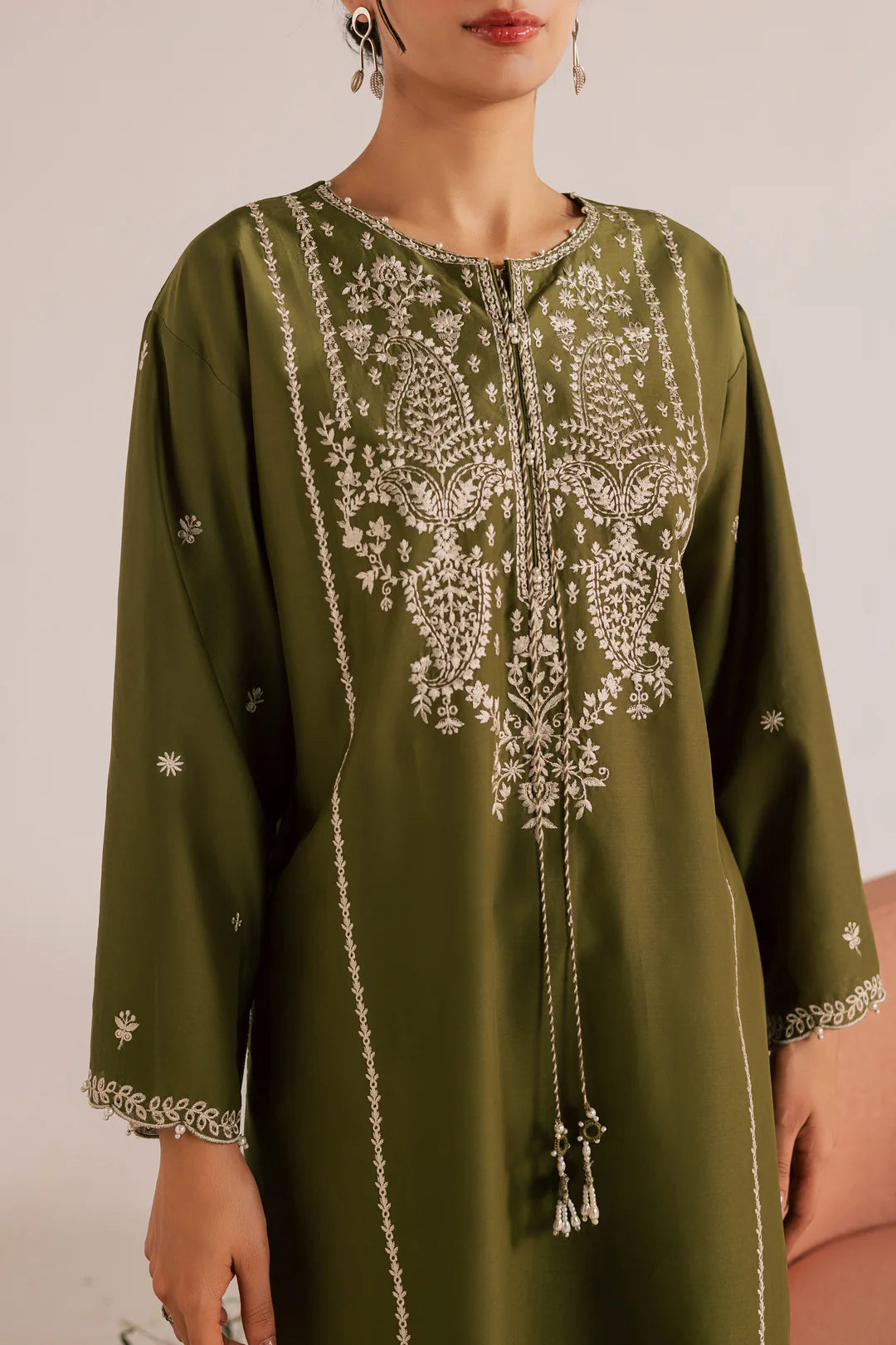 Mina Green 2Pc - Embroidered Lawn Dress