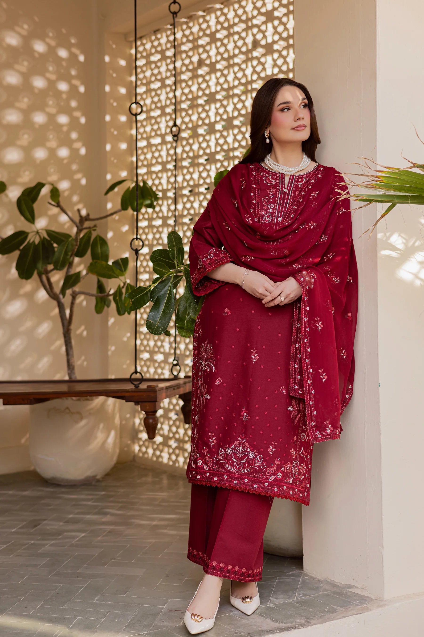 Red Coast 3Pc - Embroidered Dress