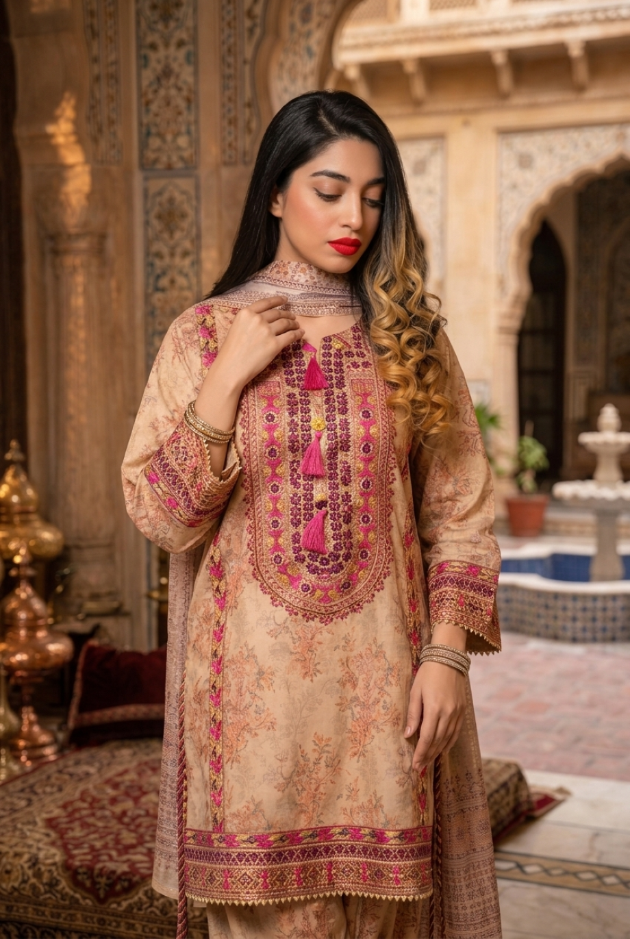 Navi 3Pc - Printed Lawn Dress